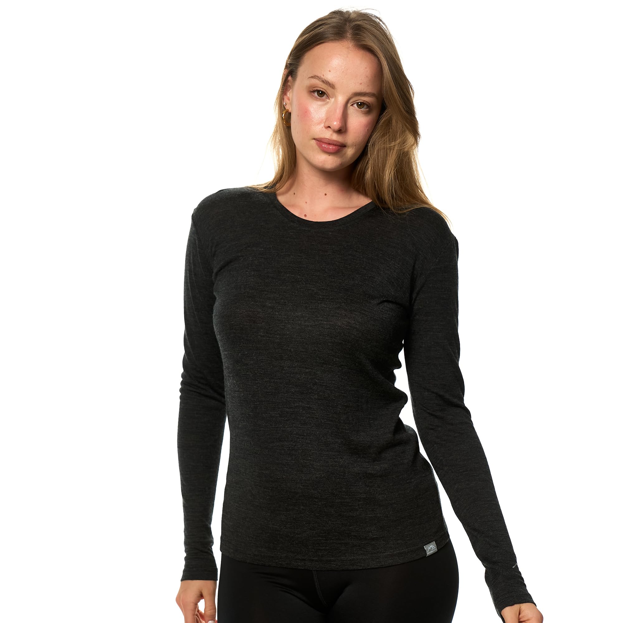 100% Merino Wool Base Layer Women - Thermal Merino Wool Shirt Women (Large, 170 Charcoal)