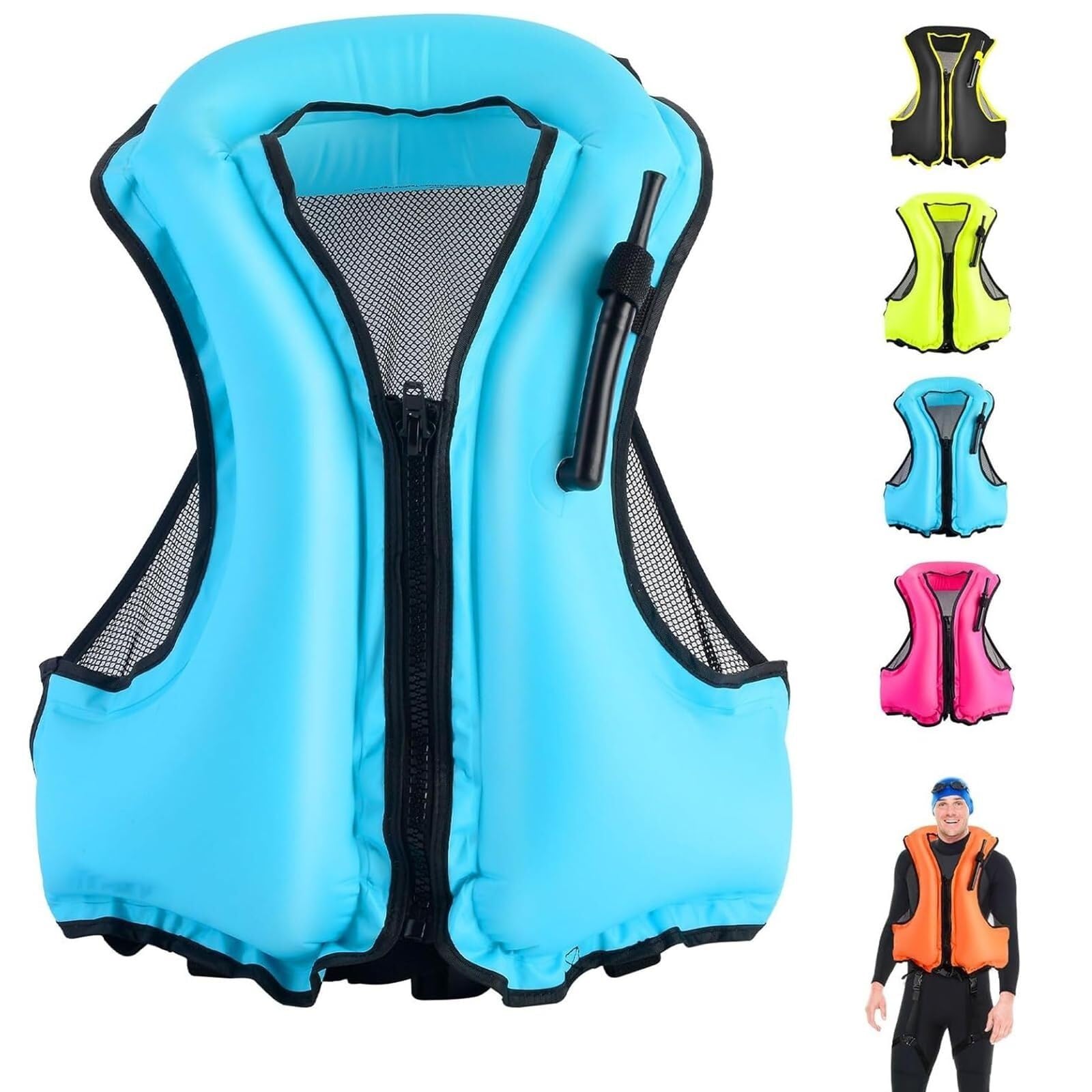 Fly Fishing Vest Quick-Deploy Flotation Support Durable Polyester Build for Adults Freshwater Coastal Fishing Adventure(Blue)