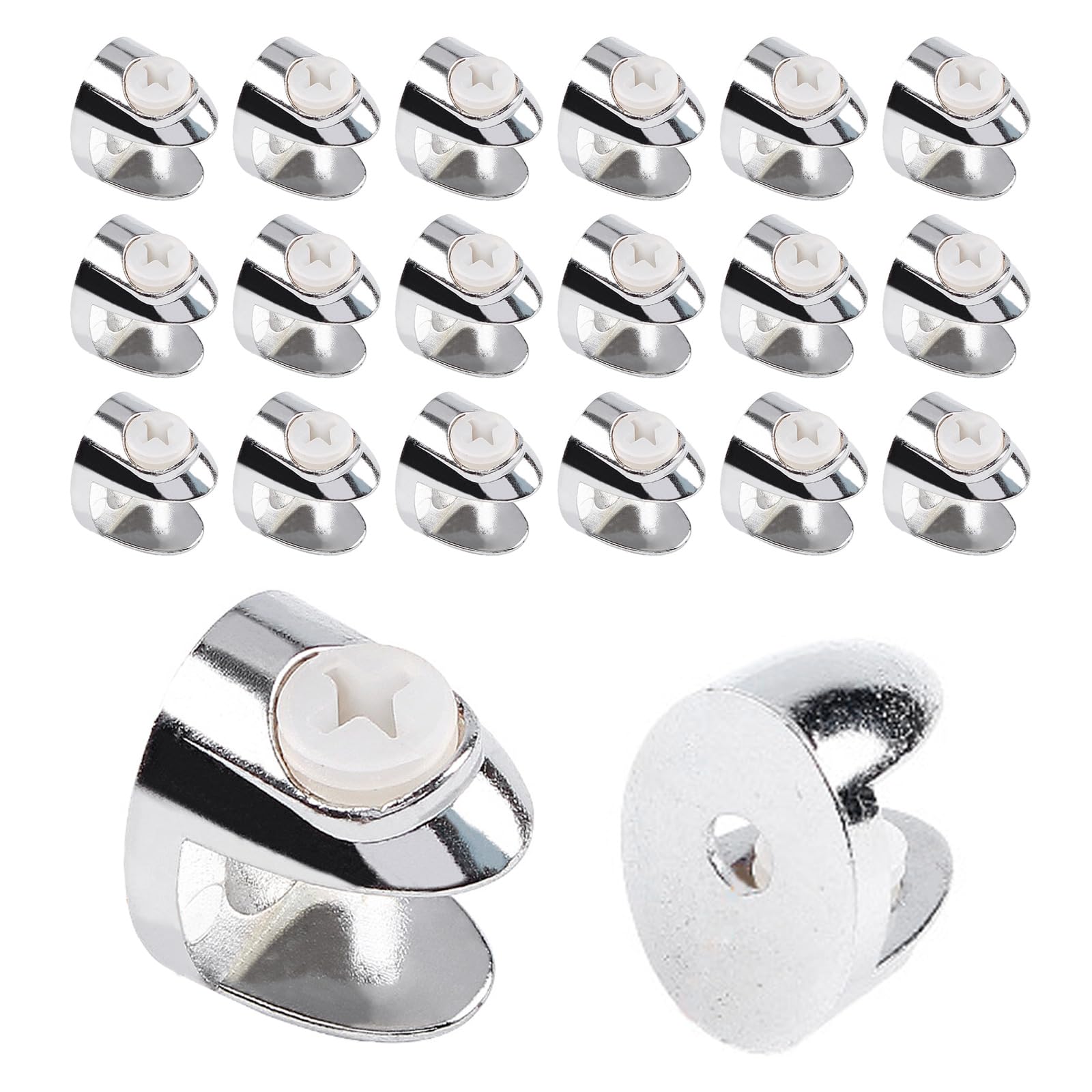 Jiingekk B 20Pcs Adjustable Zincs Alloys Glass Shelf Rackets Replacement Glass Clamp For Athroom Living Room Public Place Fish Mouth Holders