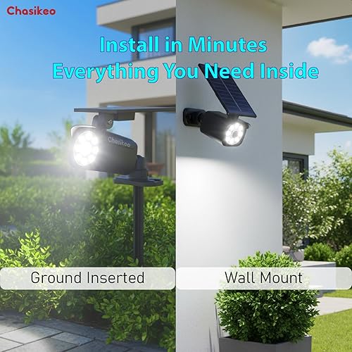 Miniatura 6 de Chaiskeo - Luces solares con sensor de movimiento para exteriores, luces de inundación de seguridad solar, foco LED alimentado por energía solar,