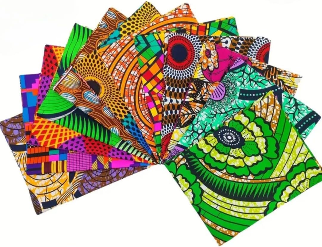 100 Pieces African Print Fabric Squares, Random Sized, Quilting Fabrics, African Wax Fabric, Ankara Fat Quarters for DIY Sewing Handmade Accessories, Varied Sizes, Average is 10×10 inches (100)