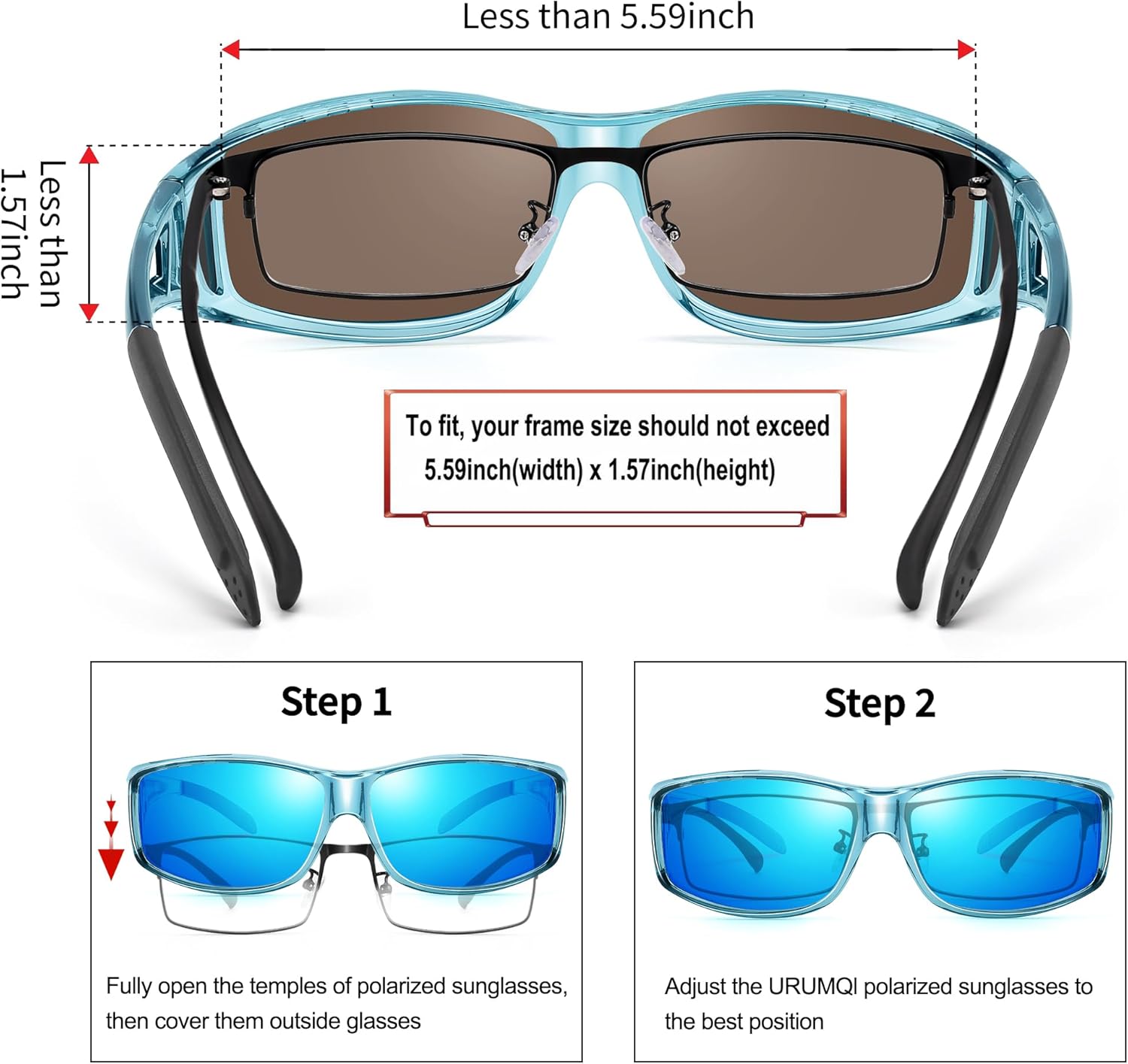 URUMQI Polarized Sunglasses Fit Over Glasses for Men Women, Wrap-around Driving Sunglasses 100% UV Protection - Image 4
