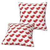 Longzehao Set of 2 Strawberry Print Decor Throw Pillow Covers Square Sofa Cushion Cases for Couch Bed Car.