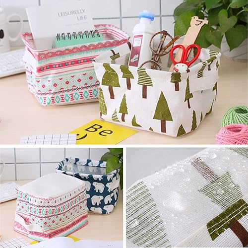 Miniatura 10 de Cesta de almacenamiento plegable  Juego de 6 pequeños contenedores plegables de lona organizadores con asa para decoración del hogar o