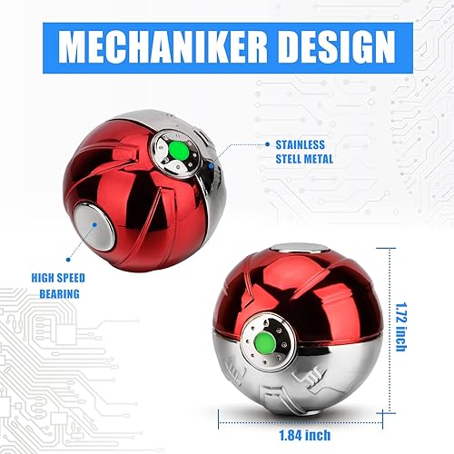 Miniatura 2 de Cool Metal Fidget Spinner Ball Glow in The Dark, Red Luminous Heavy Duty Spinner Easter Birthday Gift for Kid Adult, Finger Gyro Desk Toy for Home