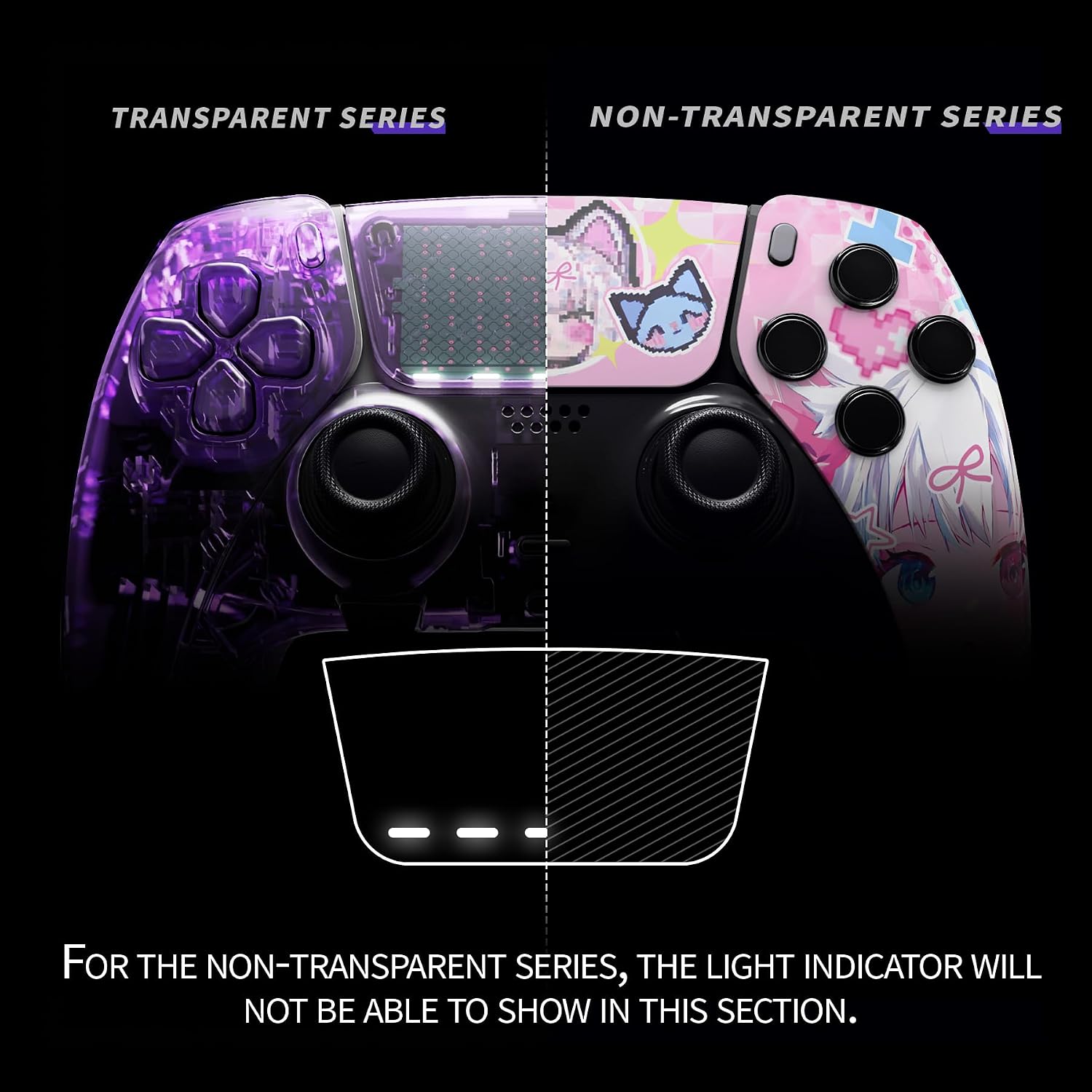 eXtremeRate Left Right Front Top Shell with Touchpad Compatible with p s 5 Edge Controller, MeWoow Replacement Faceplate Shell Custom Touch Pad Cover Compatible with p s 5 Edge Controller