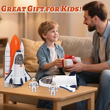 Large Space Shuttle Toys with Lights&Sound,Spaceship Toy for Kids | Detachable Spaceship Toy for Kids including 2 Astronauts ,STEM Educational Space Toys Gift for Boys Girls Age3+