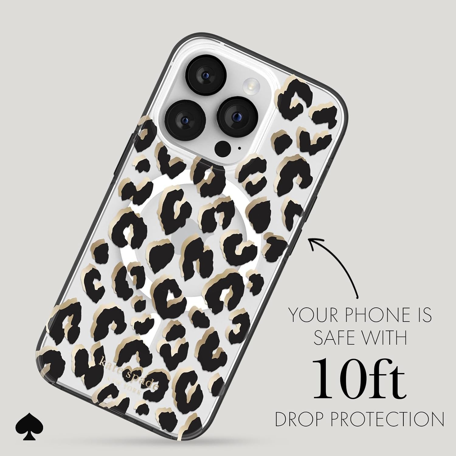 kate spade new york iPhone 14 Pro Case, Compatible with MagSafe - City Leopard Black