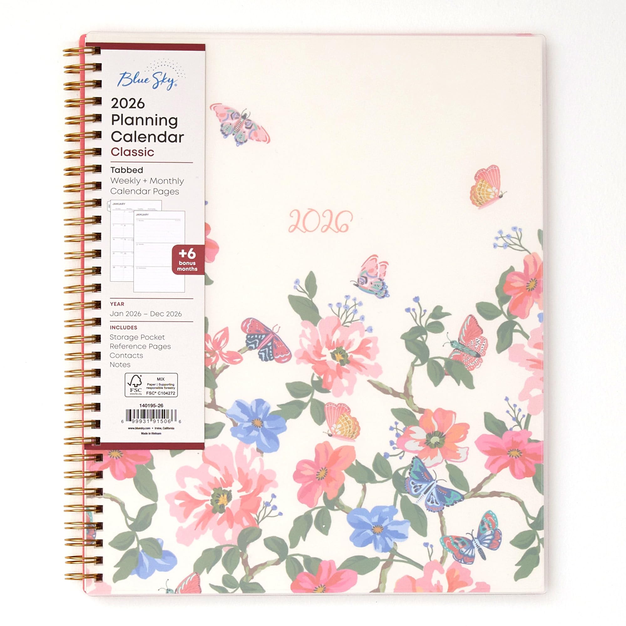 Blue Sky 2026 Weekly and Monthly Planner Calendar, January 2026 - December 2026, 8.5" x 11", Flexible Cover, Laminated Tabs, Durable Twin Wire Binding