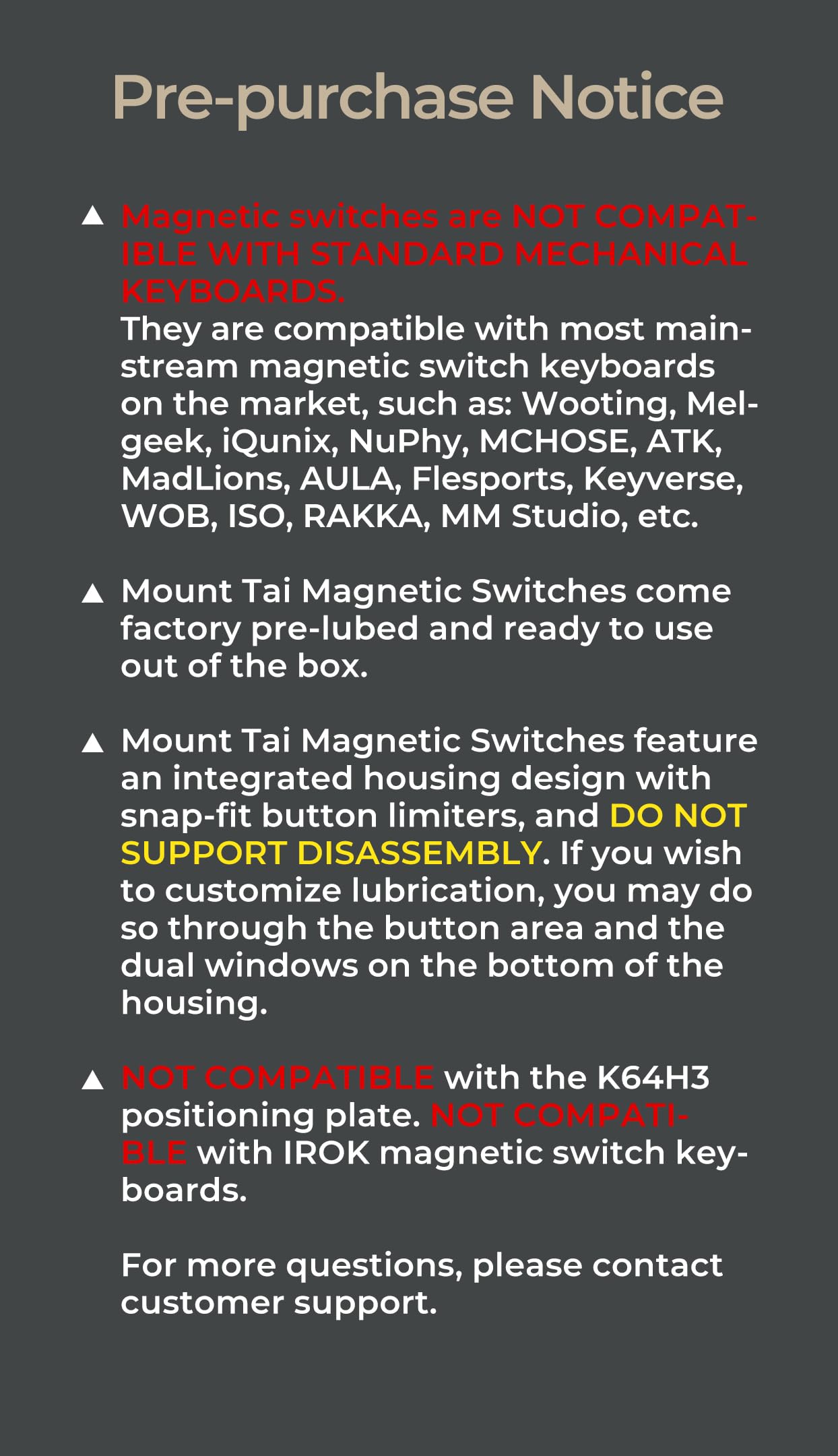 KPREPUBLIC Mount Tai Switch Taishan Switch Tai Shan Commutateur linéaire pour clavier mécanique magnétique 35 g 47 g 3,5 mm 640 Gs pré-lubrifié d'usine (Taishan Switch x90)