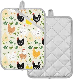 Heat Resistant Pot Holders Set Chickens Potholders for Kitchens 2 Pack Oven Mitts for Baking Cooking Microwave BBQ 20861982
