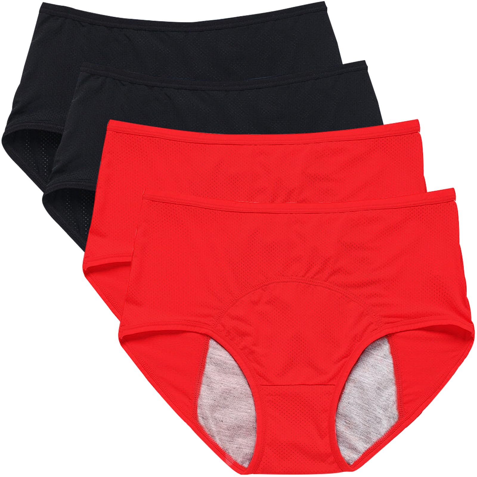 Dress CiciPlus Size Period Panties, Mesh Breathable Menstrual Underwear Women Leak Proof Panties 4PACK