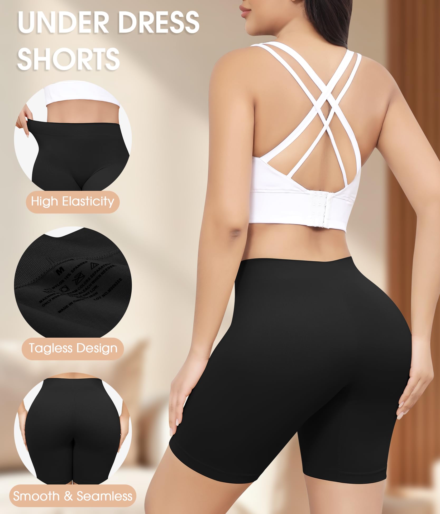 Yeblues Women 3 Pack Seamless Slip Shorts for Under Dress Smooth Boyshorts for Yoga/Bike/Workout Shapewear Shorts, 3 Pcs-black, X-Large