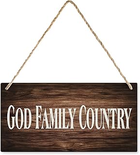 Wood Decor Sign God Family Country Wooden Sign for Room Wall Decor Funny...