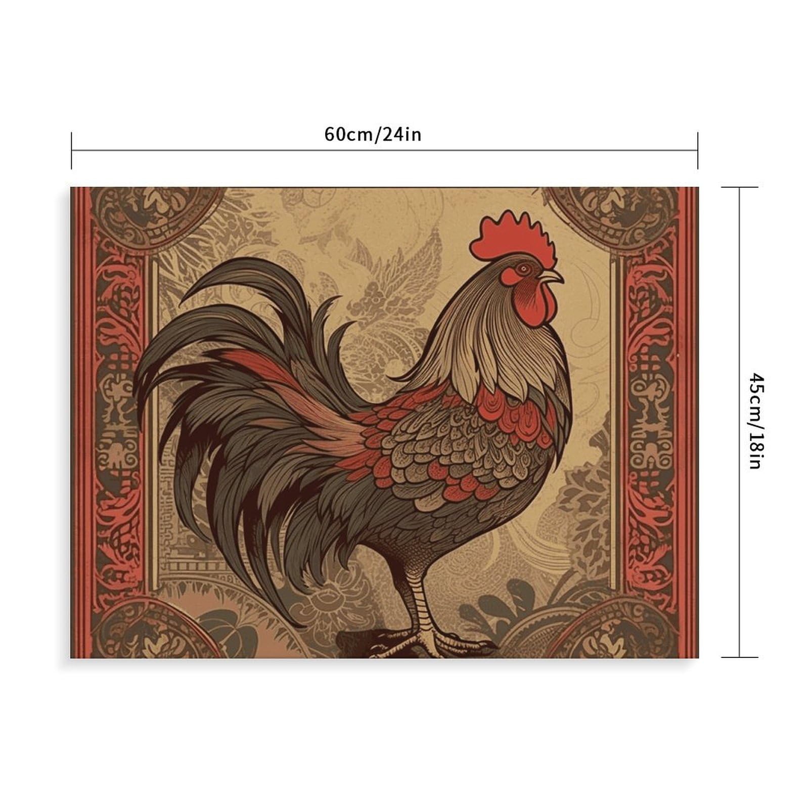 BWQMNT Malen nach Zahlen, gerahmt, Motiv: alter Hahn, 40,6 x 30,5 cm, Malen-nach-Zahlen-Set für Anfänger, freundliches Kunst-Set für Erwachsene, Heimdekoration und Geschenke