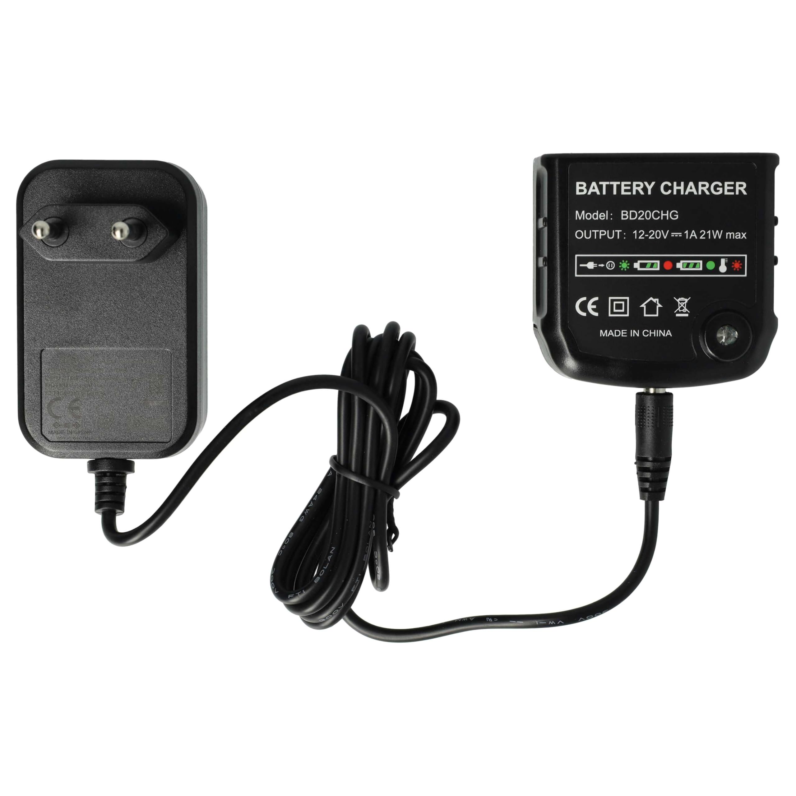 vhbw caricabatterie 12-20 V compatibile con Black & Decker BL1114, LB16, BL1314, BL1514 batterie Li-Ion di attrezzi, 12-20V