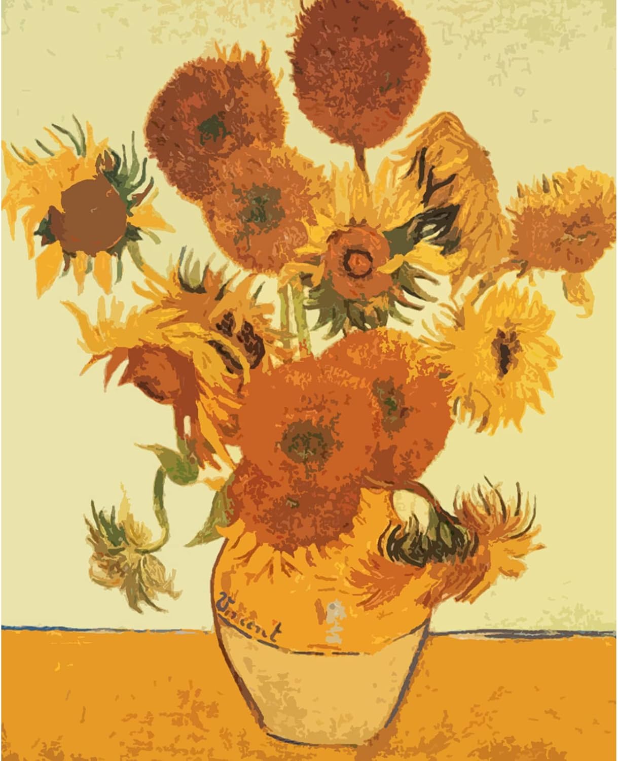 Vincent Van Gogh Masterpiece Series Paint by Numbers for Adults by Tococoo, DIY Adult Paint by Number Kits for Beginners on Canvas Rolled 16"x20" with Framed (Fourteen Sunflowers in a Vase) 16''Wx20''H(DIY frame) Fourteen Sunflowers in a Vase