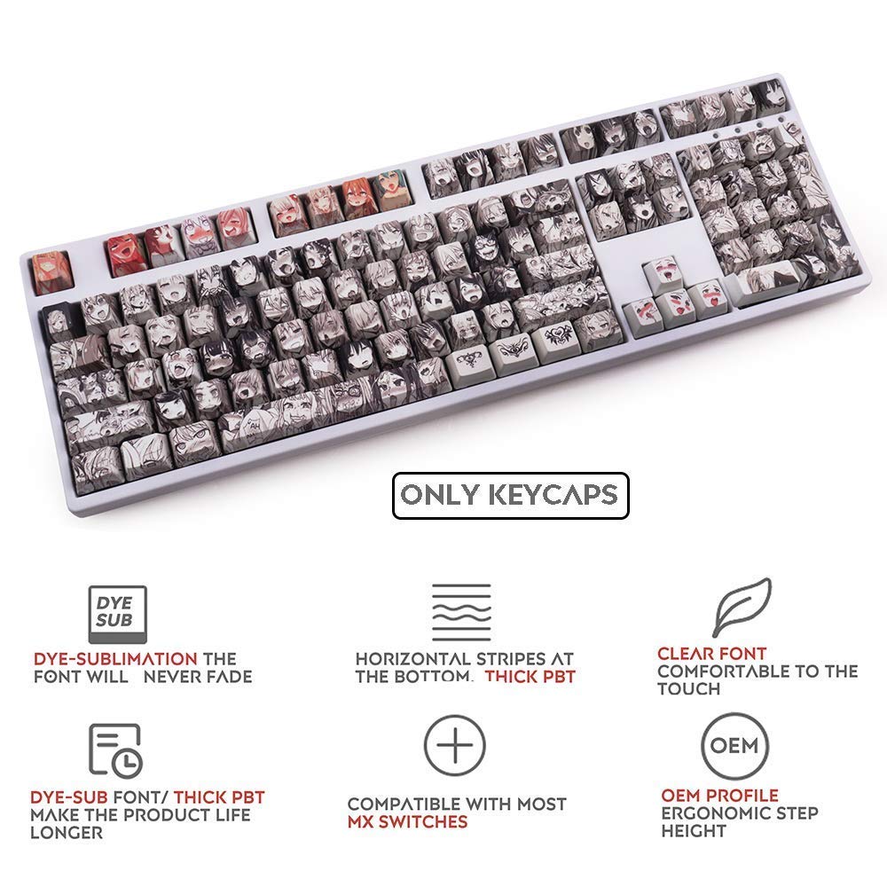 Gliging Anime Keycaps 108 PBT Dye Sublimação Perfil OEM Anime