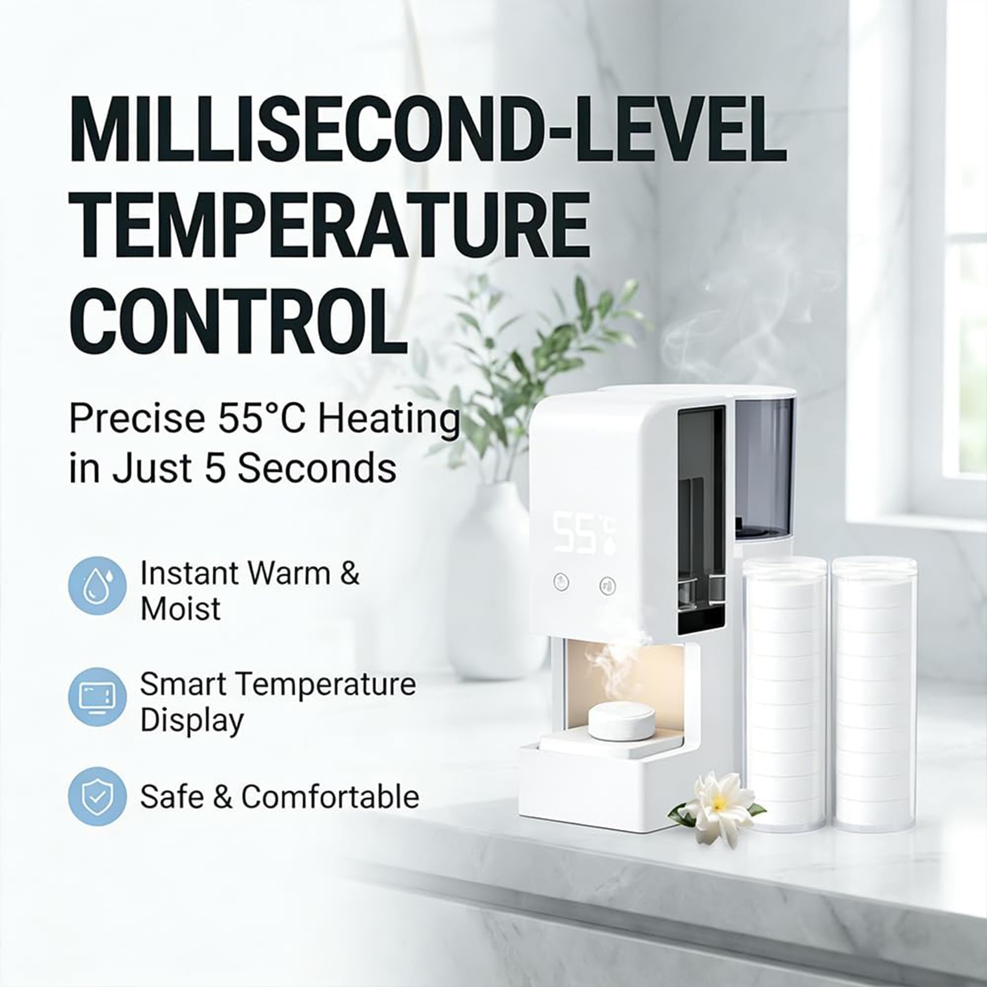Dispensador automático de toallas calientes, control de temperatura de calentamiento rápido, servicio de toallas calientes para el hogar, salón comercial, spa