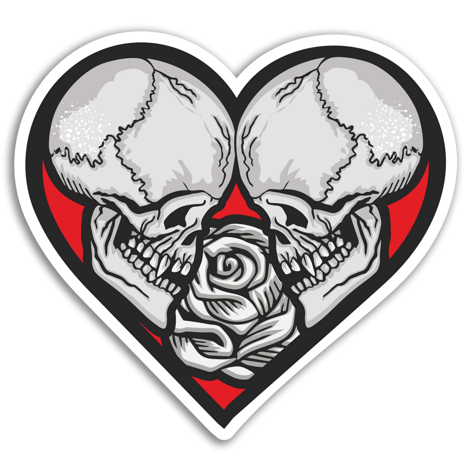 Destination Vinyl Ltd Multi 2 X 10Cm Skulls Rose Tattoo Heart Biker Vinyl Stickers - Sticker Laptop #18794 (10Cm Wide)