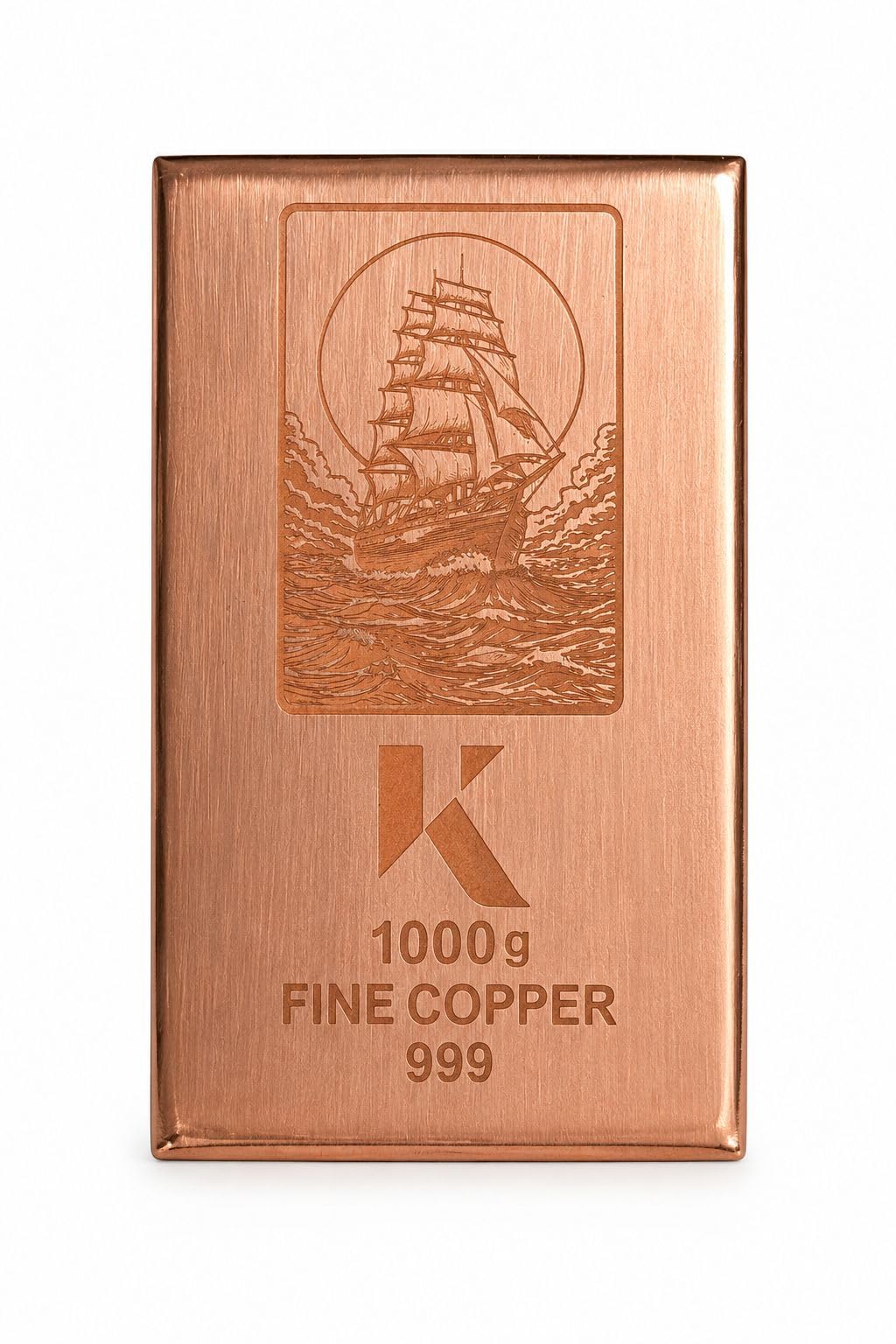 Kupferbarren Kinesis 1 Kilo 1 kg 1000 Gramm aus Strang poliert Kupfer