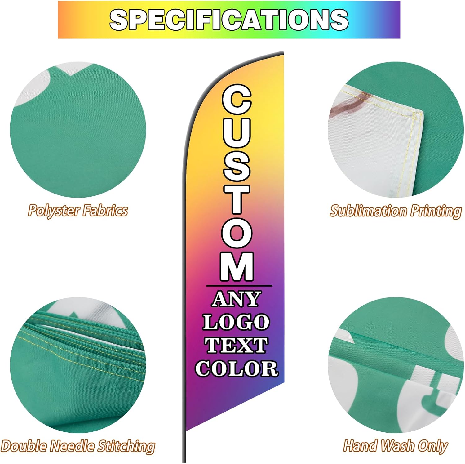Custom Advertising Teardrop Flags with Optional Pole Kit for Business Personalized Double Sided Feather Banner Flags for Outside Print Your Own Logo/Design/Text