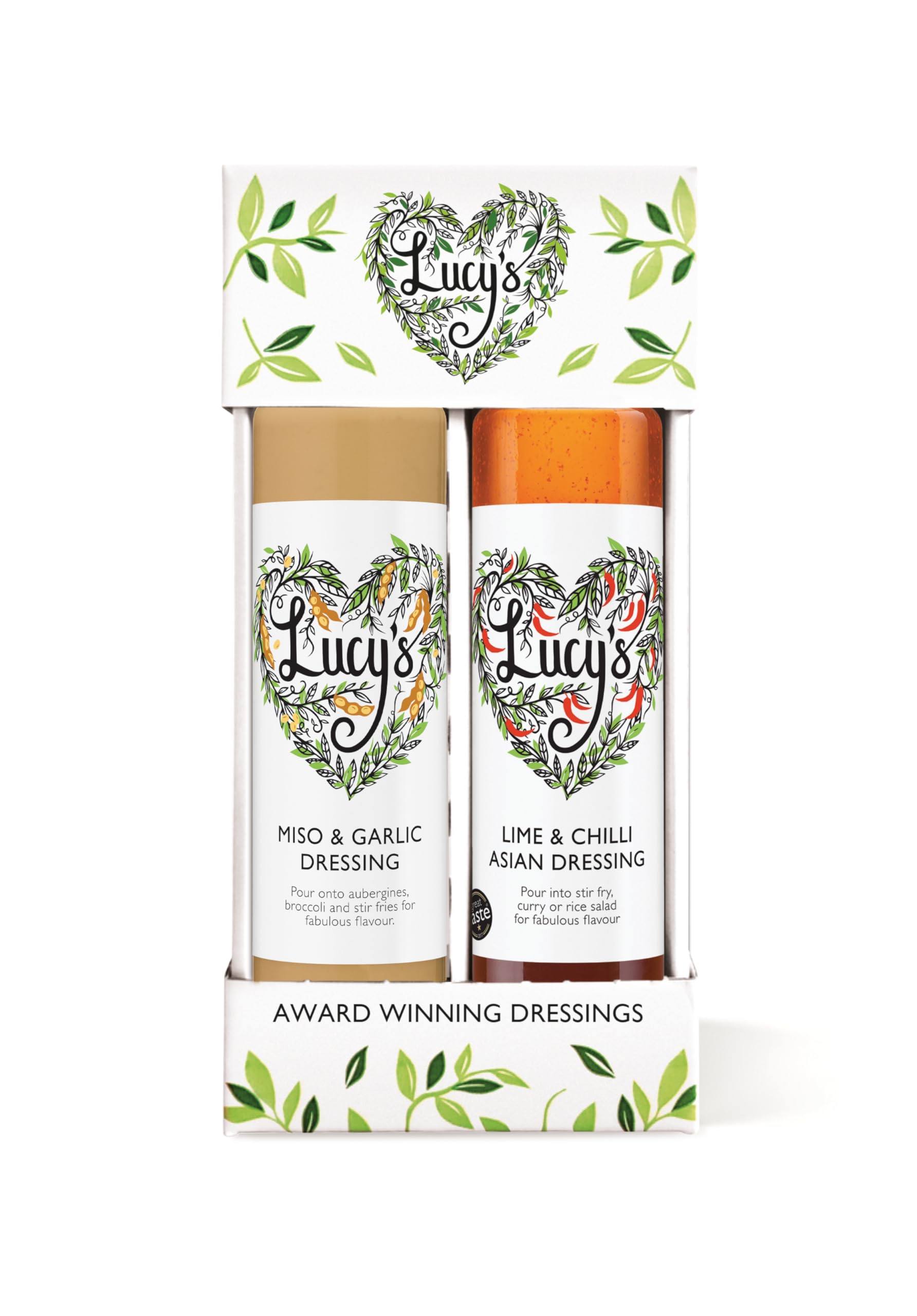 Lucy's Dressings - Asian Duo Pack, Lime & Chilli, 250ml and Miso & Garlic, 250ml