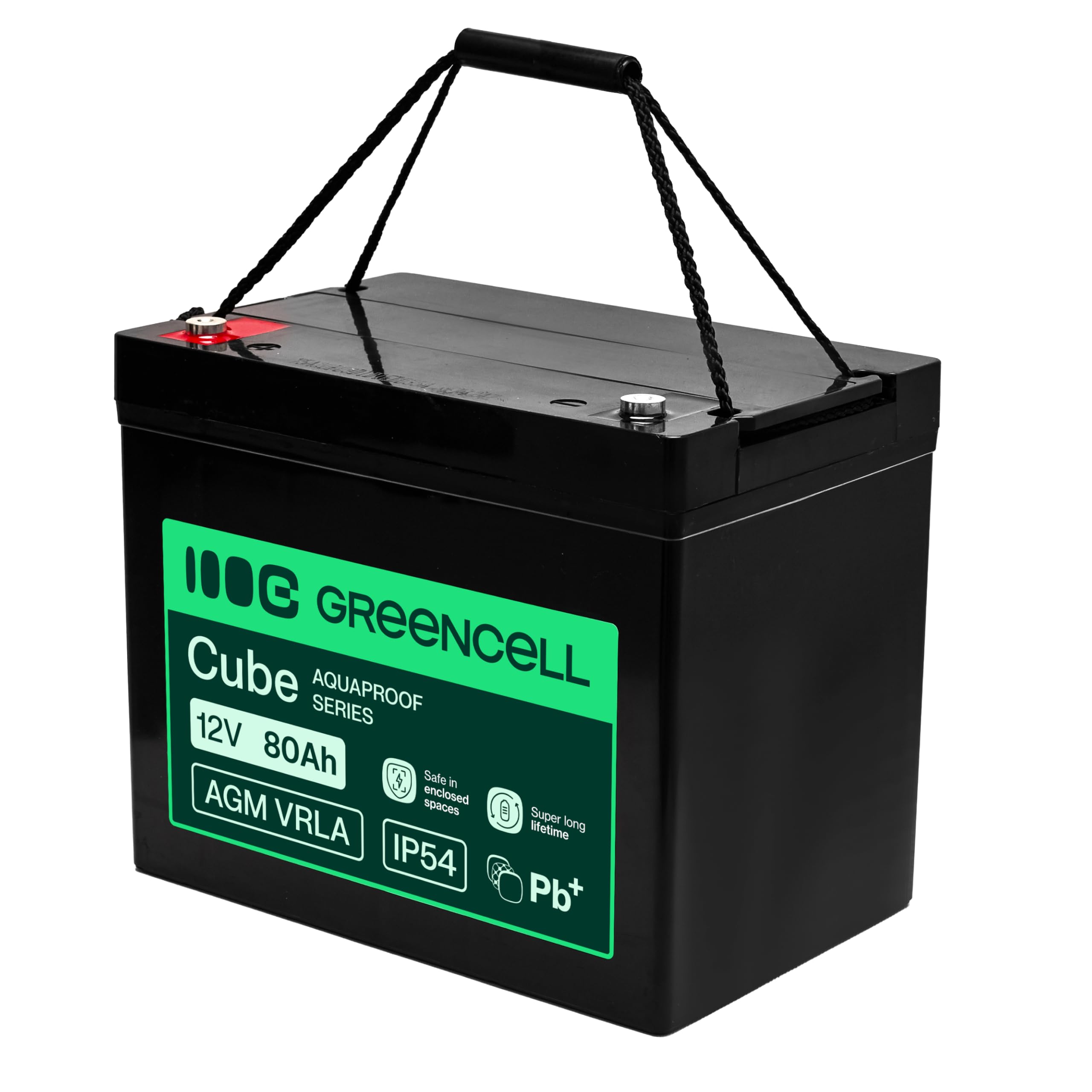 Greencell AGM VRLA 12 V 80 Ah - Batteria gel senza manutenzione per UPS, campeggiatori, sistemi di allarme, alimentazione di emergenza e applicazioni industriali, durevole, protezione IP54, alte