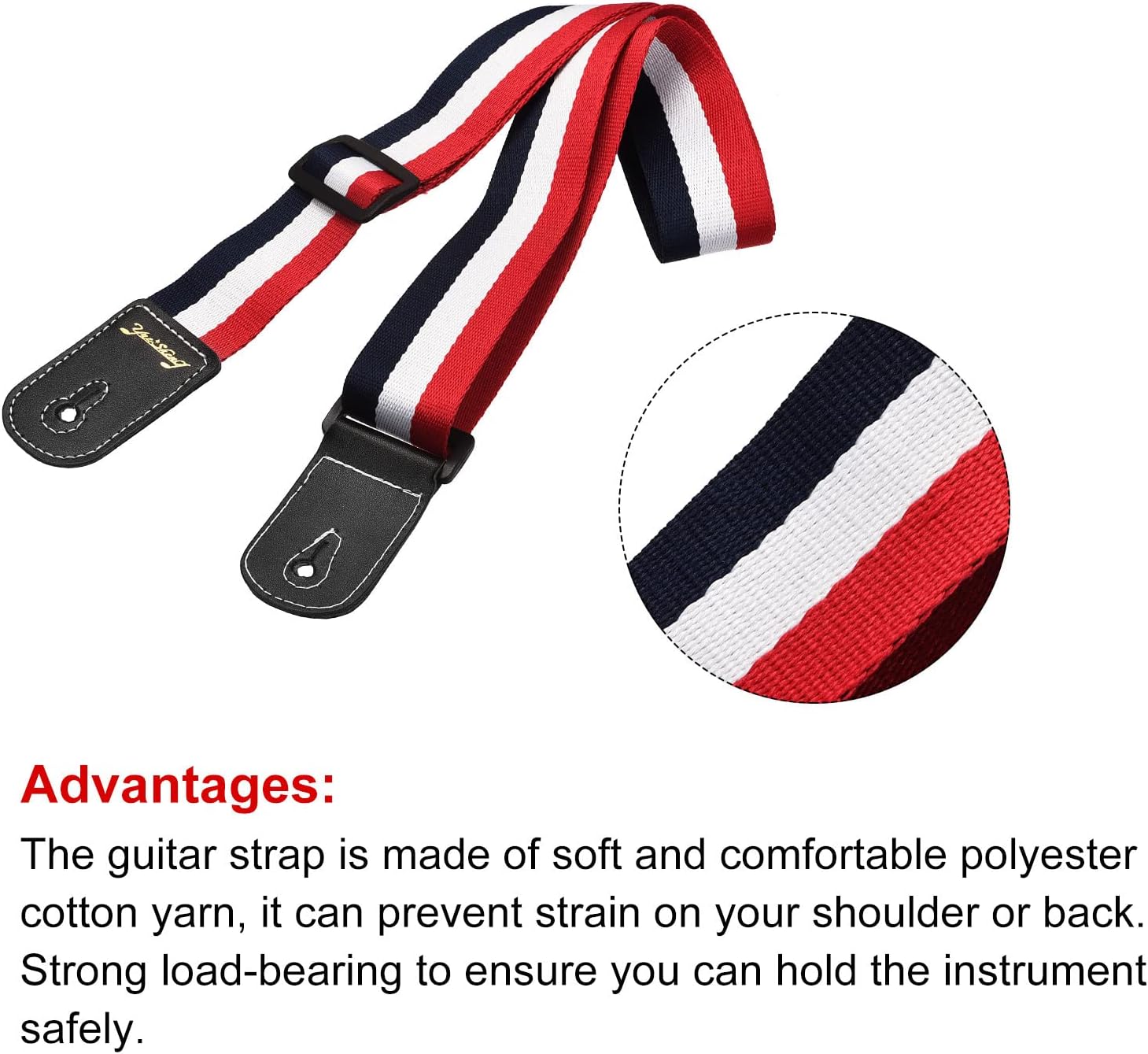 MECCANIXITY Guitar Shoulder Straps Belts Guitar Adjustable Strap Red/White/Blue for Ukulele
