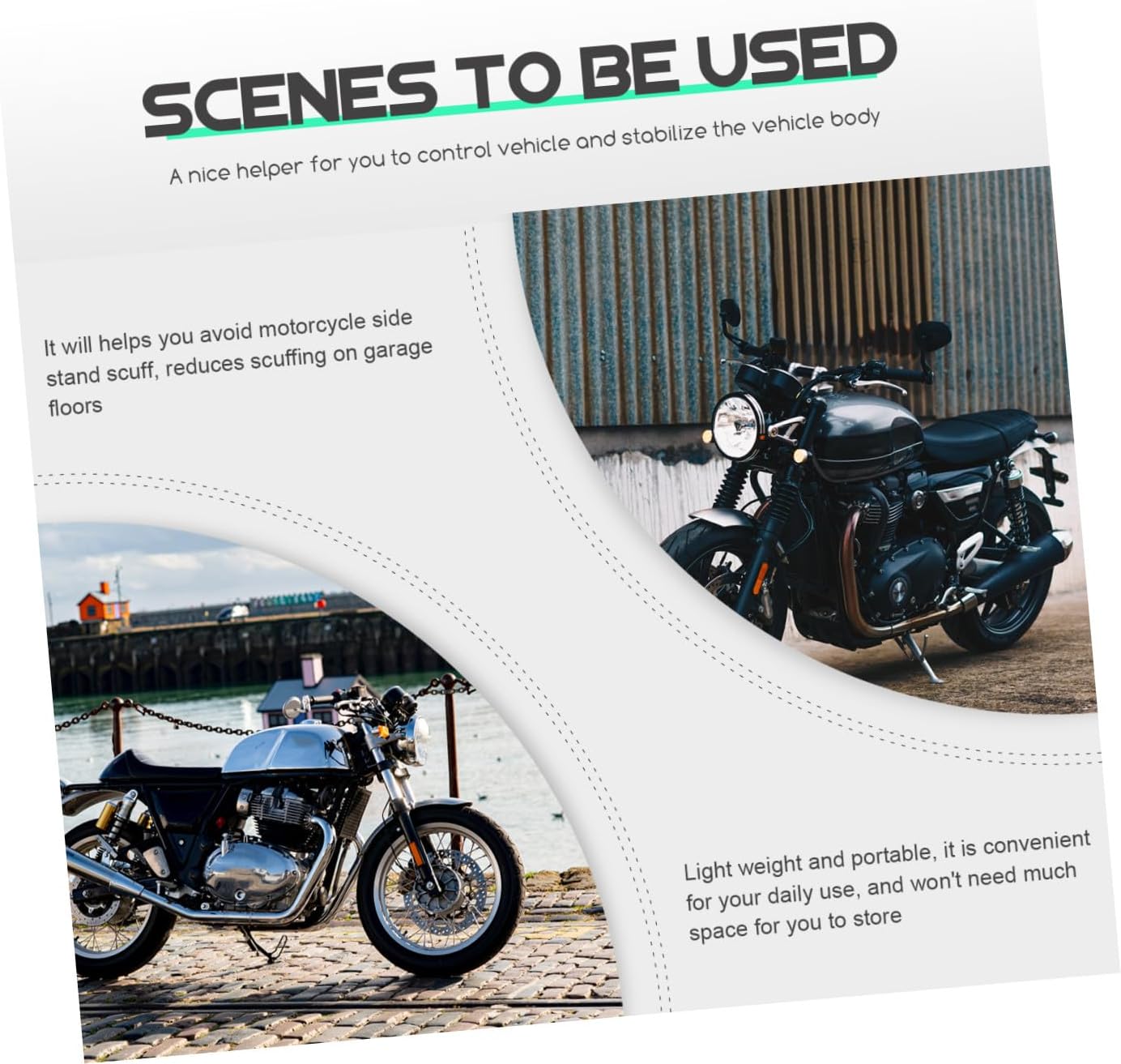 ULTECHNOVO 8pcs Motorcycle Side Stand Pads Kickstand Cushions for Dirt and Motorbikes Lightweight and Portable Black Support Plates for Easy Installation and Use