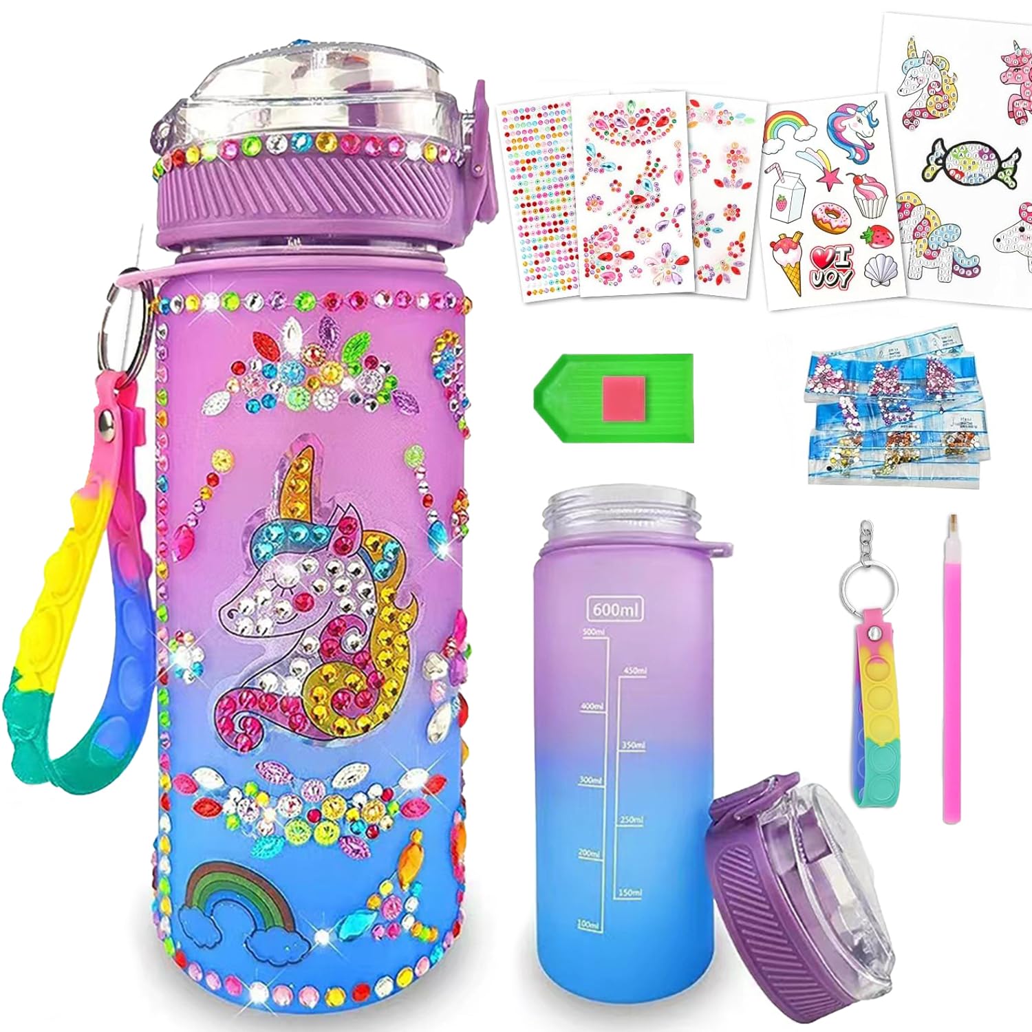 Decorate Your Own Water Bottle Kits for Girls Age 4-6-8-10,Unicorn Painting Crafts,Fun Arts and Crafts Gifts Toys for Birthday Christmas Easter Gifts，DIY Arts and Crafts ToysDecorate Your Own Water Bottle Kits for Girls Age 4…