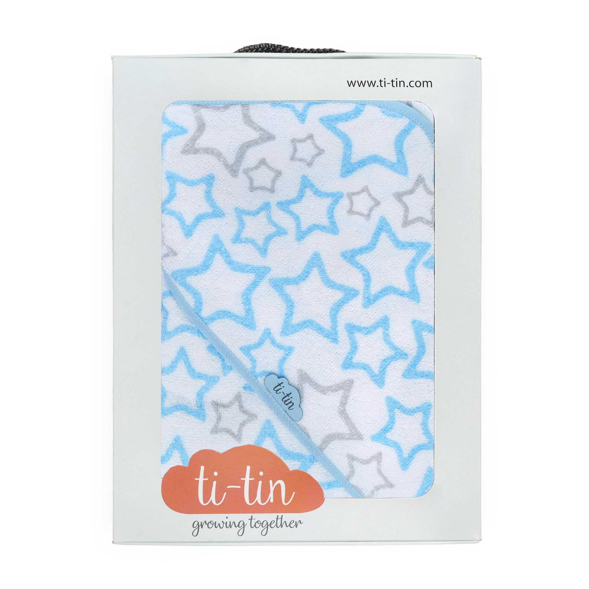 Ti TIN Asciugamano Da Bagno Per Bambini con Cappuccio 100% Cotone | Asciugamano Per Bambini con Cappuccio Morbido e Assorbente con Un Design a Stelle Azzurro, 100x100 cm