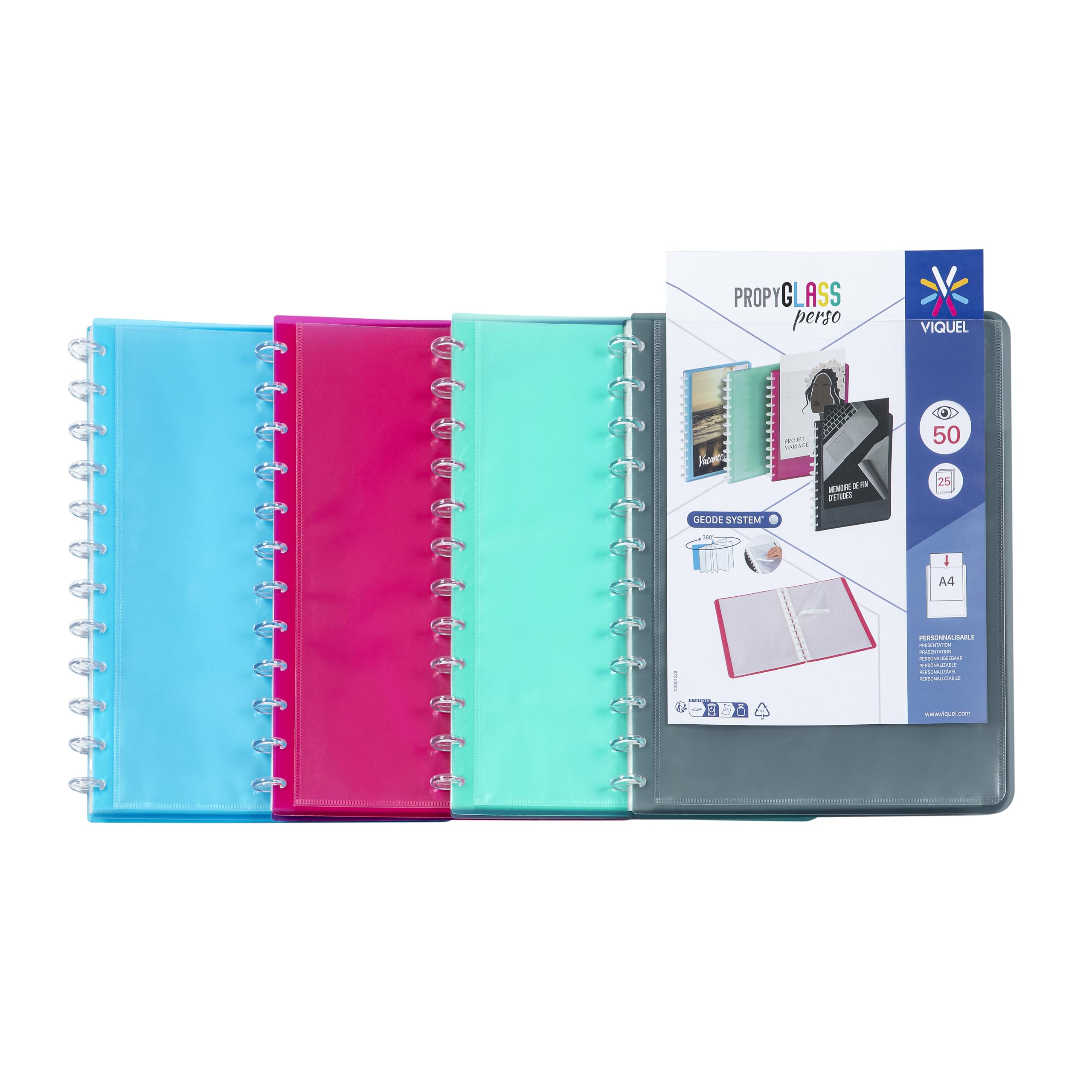 Image secondaire de Lot de 10 Porte-Vues A4 Personnalisables Viquel - Assortiment de Couleurs