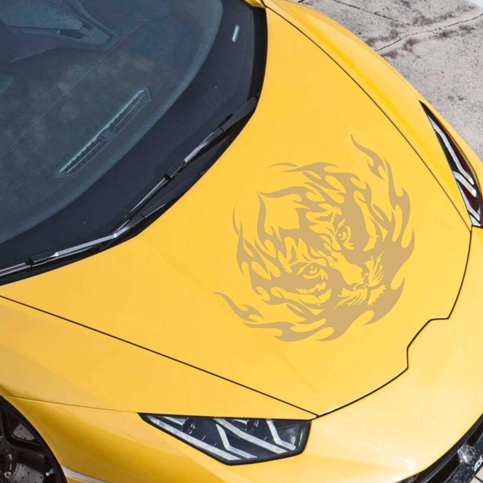 JINTORA - Autocollant Voiture Tribu De Tigre 50cm X 43cm Brun