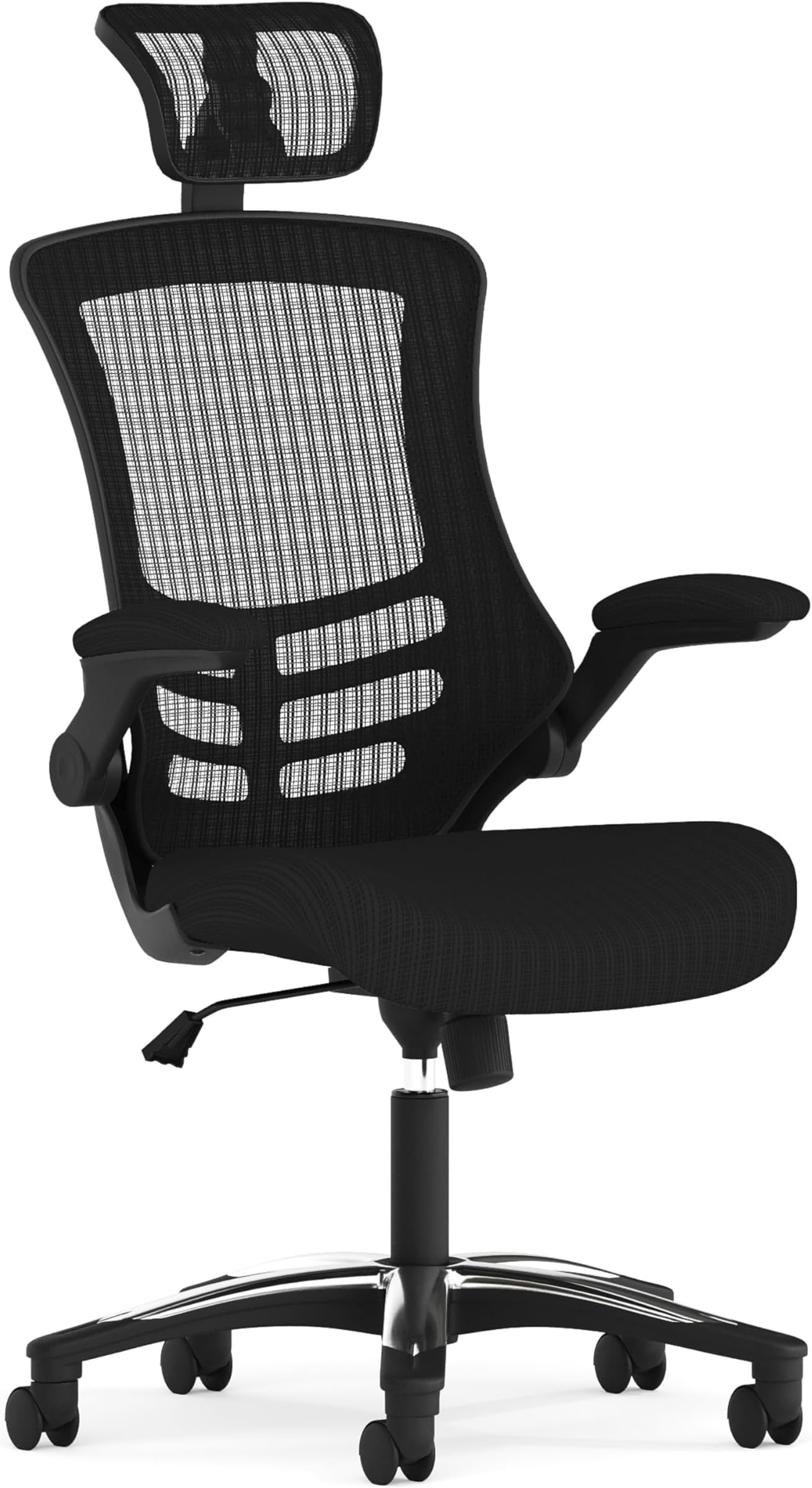 Kelista High-Back Swivel Office Chair with Adjustable Lumbar Support and Seat Height, Ergonomic Mesh Desk Chair, Black