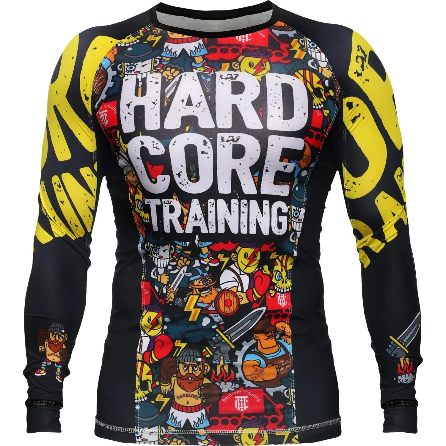 Hardcore Training Doodles Rash Guard męska koszulka kompresyjna z długimi rękawami grappling Jiu Jitsu MMA Fitness boks No Gi
