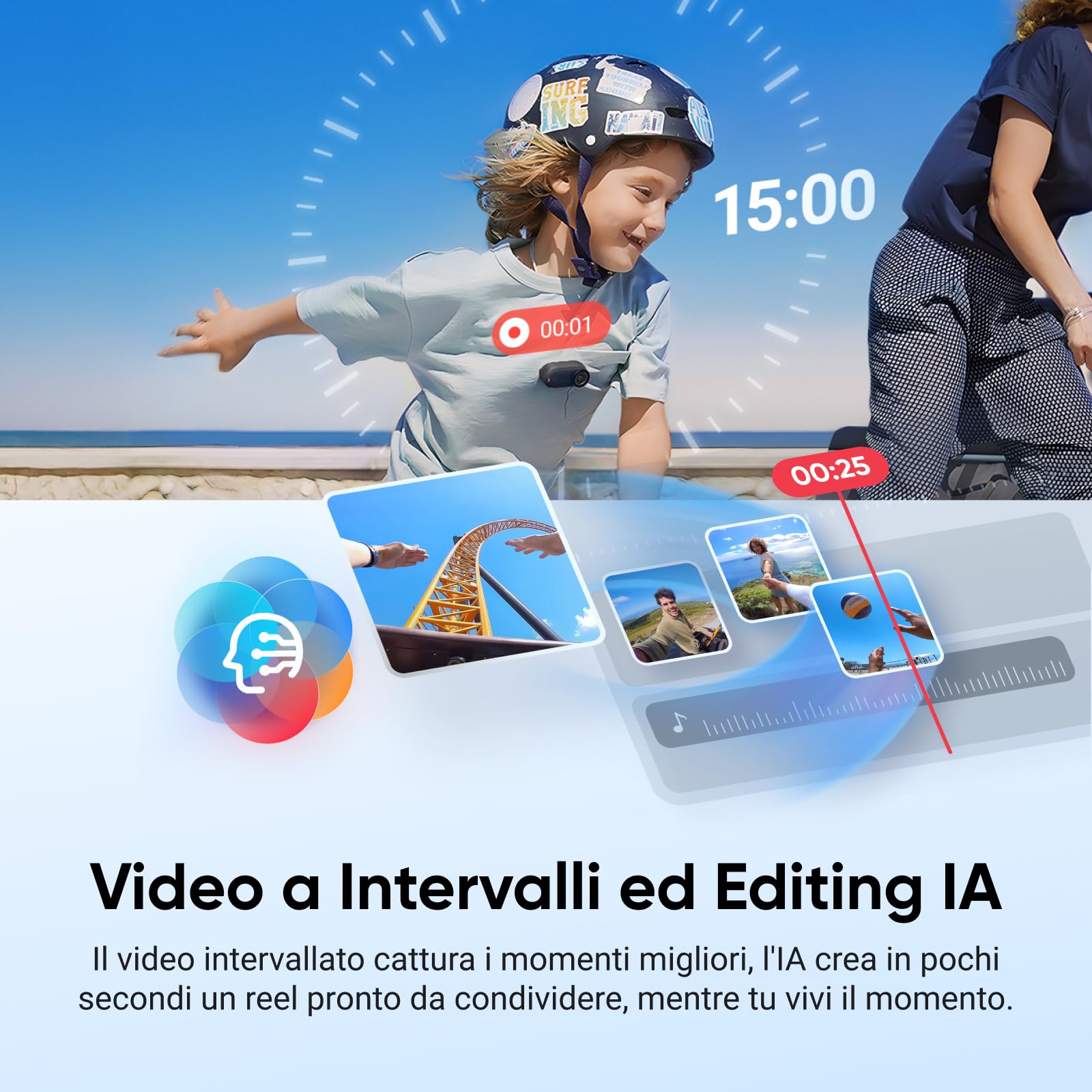 Insta360 GO 3S Nero Notte (128GB) - Cam 4K per vlogging, POV a mani libere, montaggio magnetico, stabilizzazione, 140 minuti di autonomia, impermeabilità fino a 10 m, editing IA