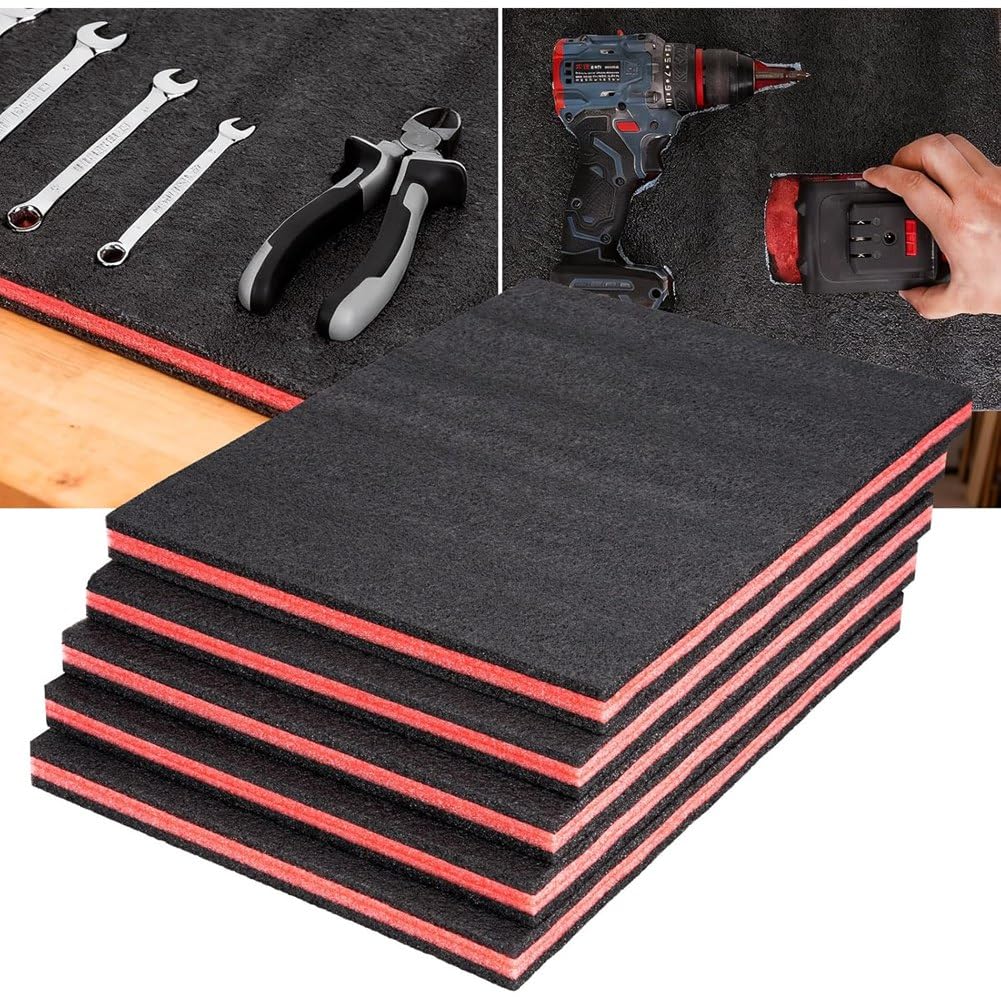 Jnchdghwa As Shown Cuttable Foam Sheets 16X12x1 Inch- 5 Pcs For Tool Box Storage, Polycarbonate For Tool Shadow Organizer In Cabinet Or Drawer Polyethylene