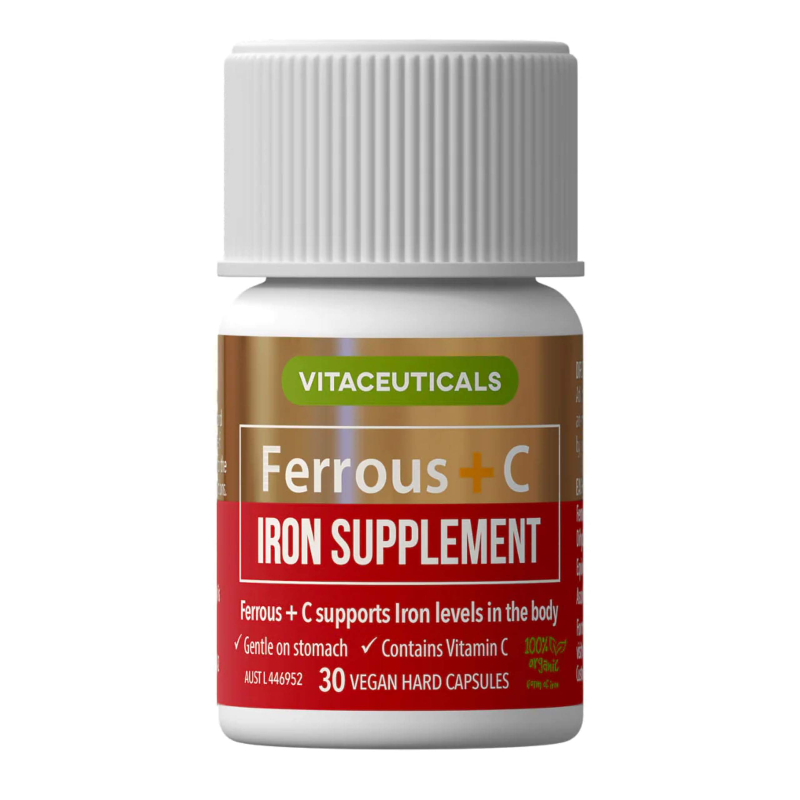Vitaceuticals Ferrous +C - Iron Supplements with Vitamin C - 25mg Iron Gentle on Stomach - Small...