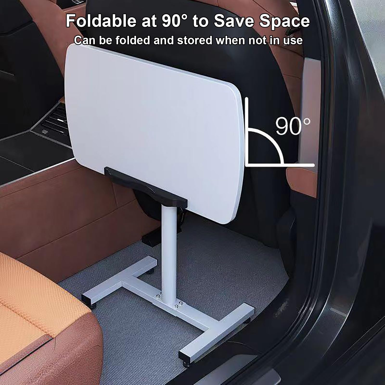 Table Pliante pour Camping-Car, Table de Repas Pliable à Hauteur Réglable, Poste de Travail Informatique avec Support en Tube d'acier et Plateau en MDF(Gray,48x30cm)