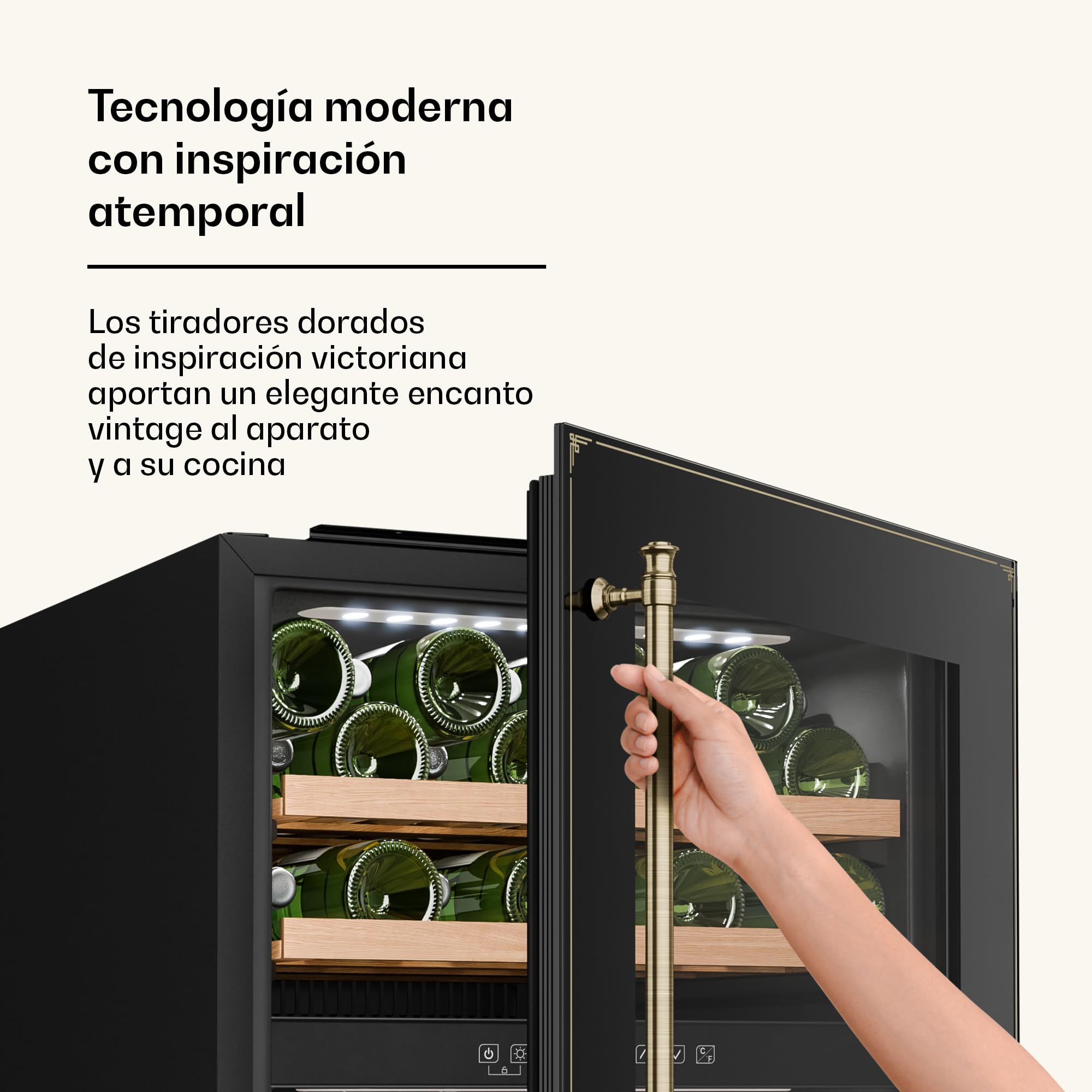 Klarstein Vinsider Victoria 36 Vinoteca - 36 Botellas, 2 Zonas, 5-22°C, Control Táctil, Iluminación LED, Protección UV, Integrado, Negro
