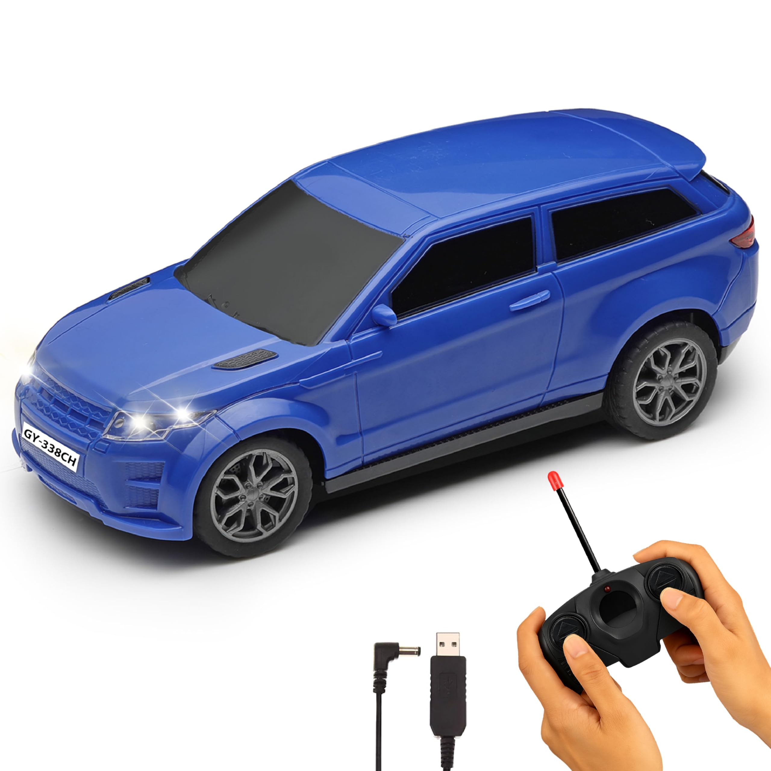 Gooyo GY-338CH Rechargeable Remote Control Car Toy | Blue Color, Power Source: Lithium Rechargeable Battery for Car (Included) & 2xAA Battery for Remote Controller (Not Included)-image-48