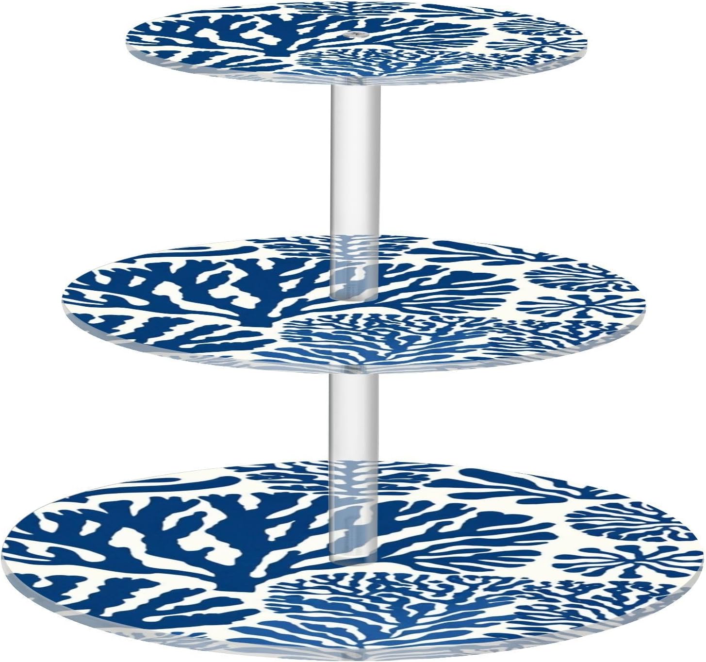 Blue Coral Pattern 3 Tier Acrylic Cupcake Stand, Cupcake Stand for 34 Cupcakes for Weddings, Christmas,Holidays,Parties,Birthday,Printed Cupcake Tower 23102112