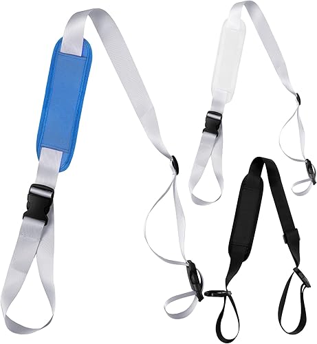 SATINIOR Paquete de 3 correas de transporte para silla de playa, plegables, ajustables, universales, para playa, campamento, pícnics (negro, gris y