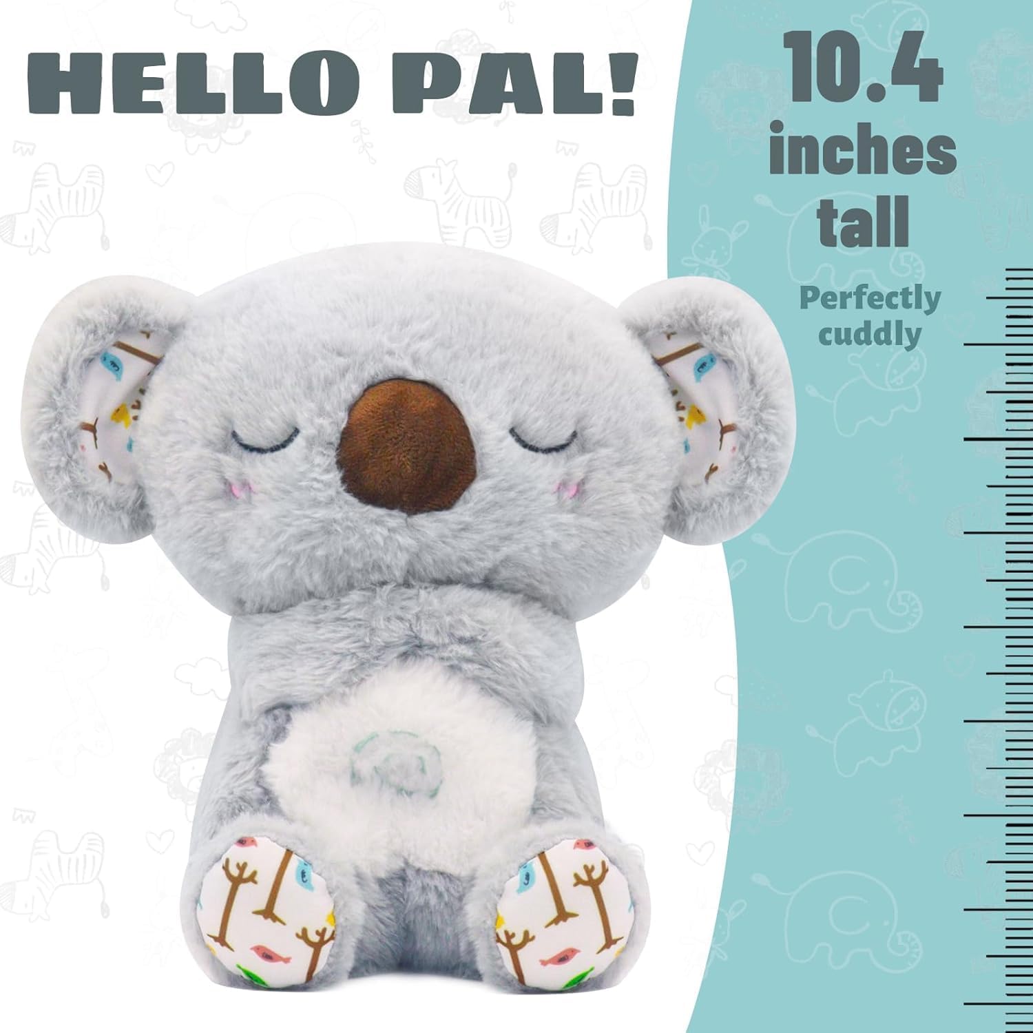 rytopt Breathing Stuffed Animal, No Breathing Movement in Its Abdomen, Koala Stuffed Animal, 4 Gear Adjustment, Volume Control, with Music & Lights