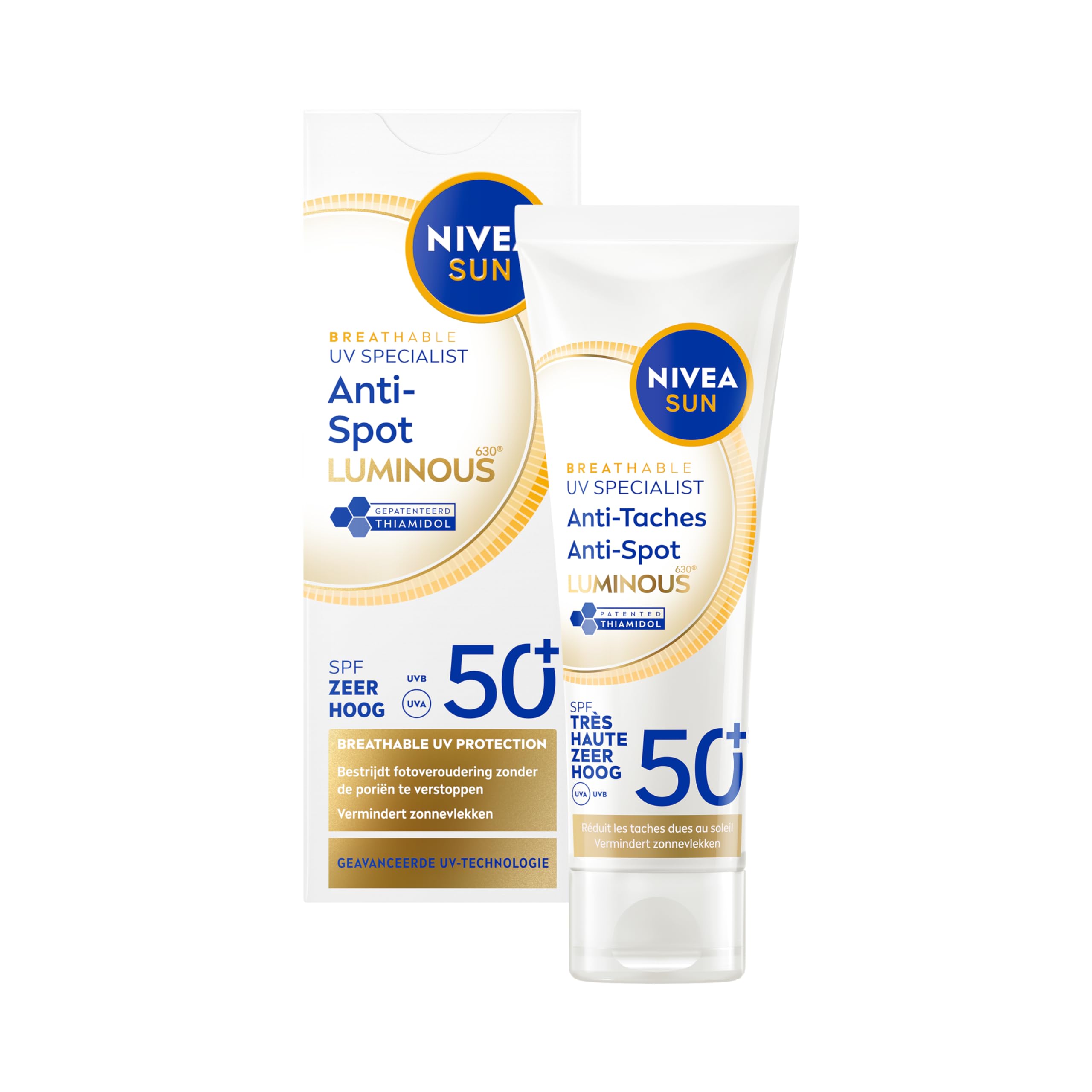 NIVEA SUN Face Luminous Anti-Spot Sunburn Face - Face Cream with SPF 50+ - Anti Pigment Spot Cream - Sun Cream - Protects and Balances - 40 ml