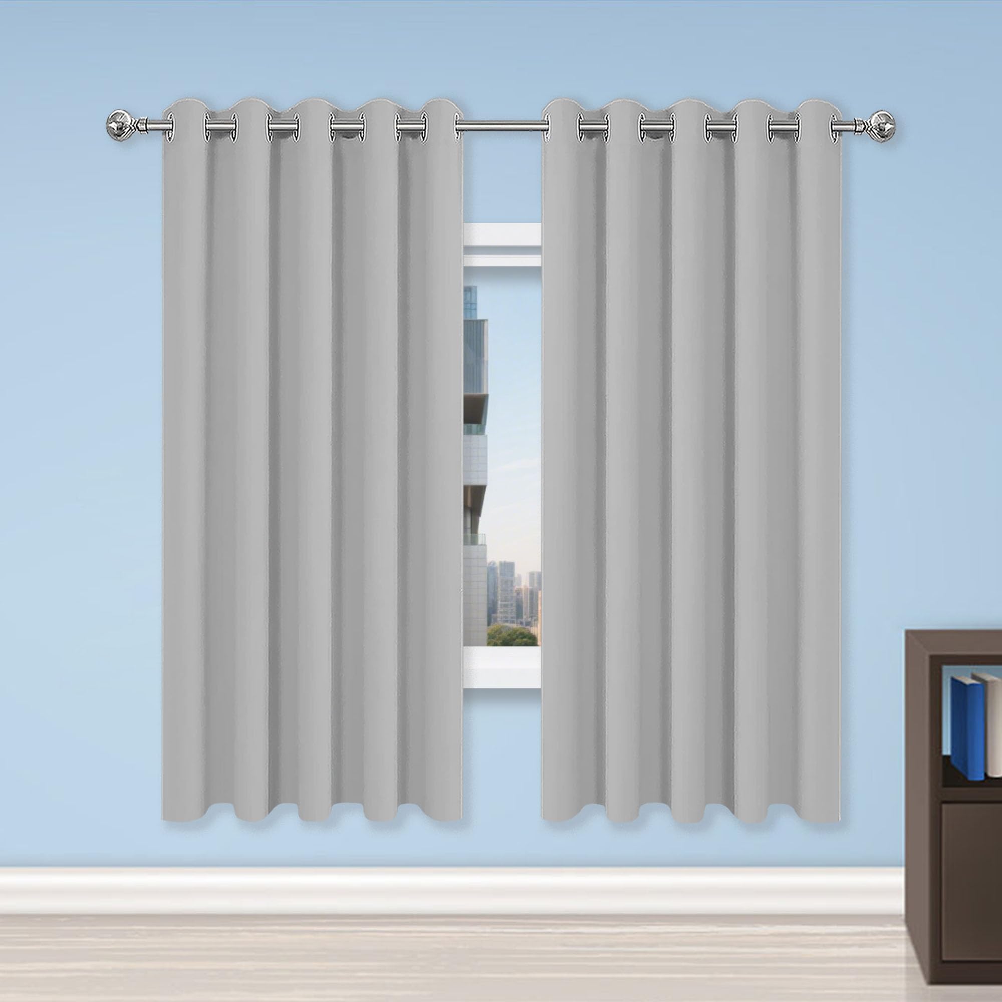 WUQINC Cortinas Opacas Totalmente 120 x 140 cm Opaca Termica Isolante Fuerte y Suave Ventana Cortinas para Sala Cuarto Dormitorio Comedor Cocina Salón, Gris Claro