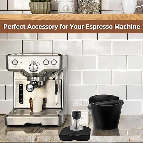 Miniatura 7 de Juego de 2 alfombrillas para máquina de expreso, juego de 2, caja de café con barra de golpeo extraíble y base antideslizante, alfombrilla de