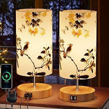 GPATIO lampa, zestaw 2 szt., nowoczesna lampka nocna dotykowa, ściemniana, dekoracja sypialni z nadrukiem, 2 porty ładowania USB, lampa LED