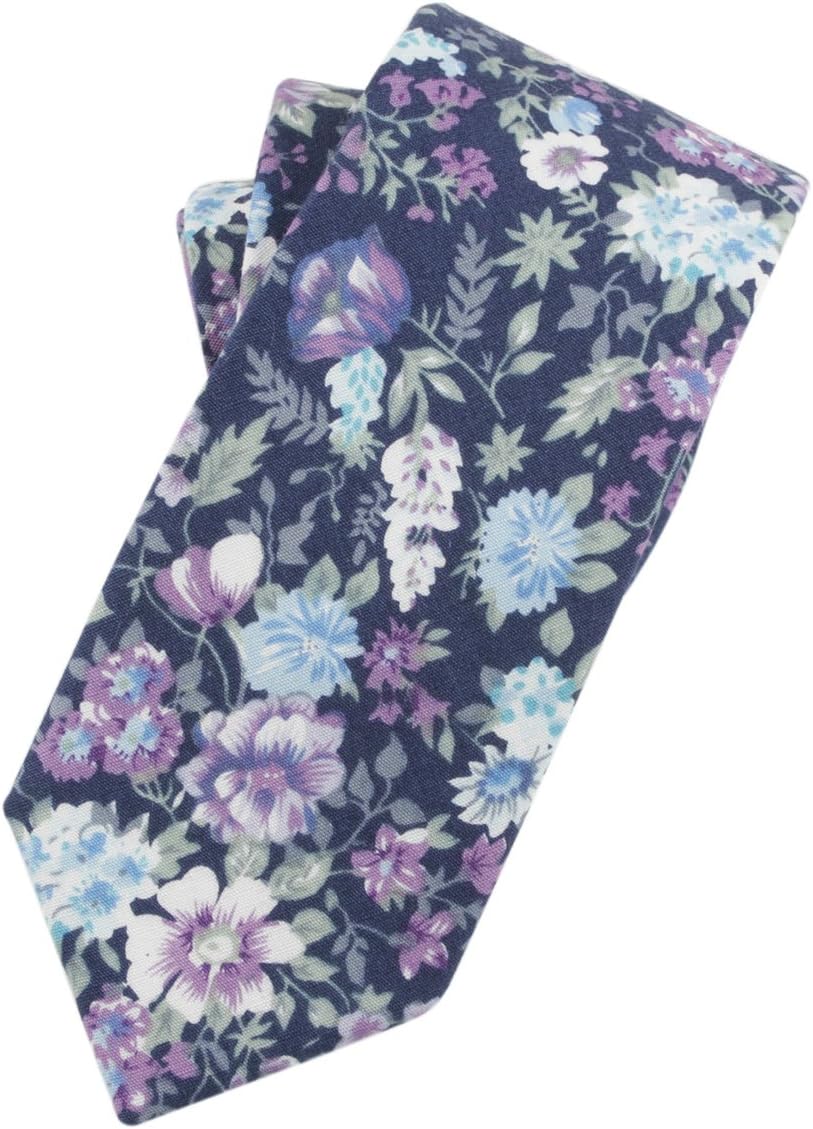 Men's Skinny Tie Linen Floral Print Cotton Necktie Novelty Wedding Ties Various Designs